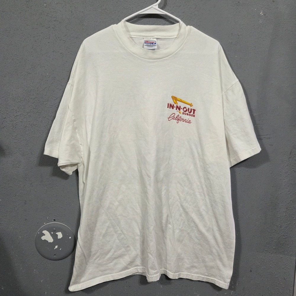 Vintage In N Out Burger California Graphic T Shirt Mens XXL White Hanes Beefy T